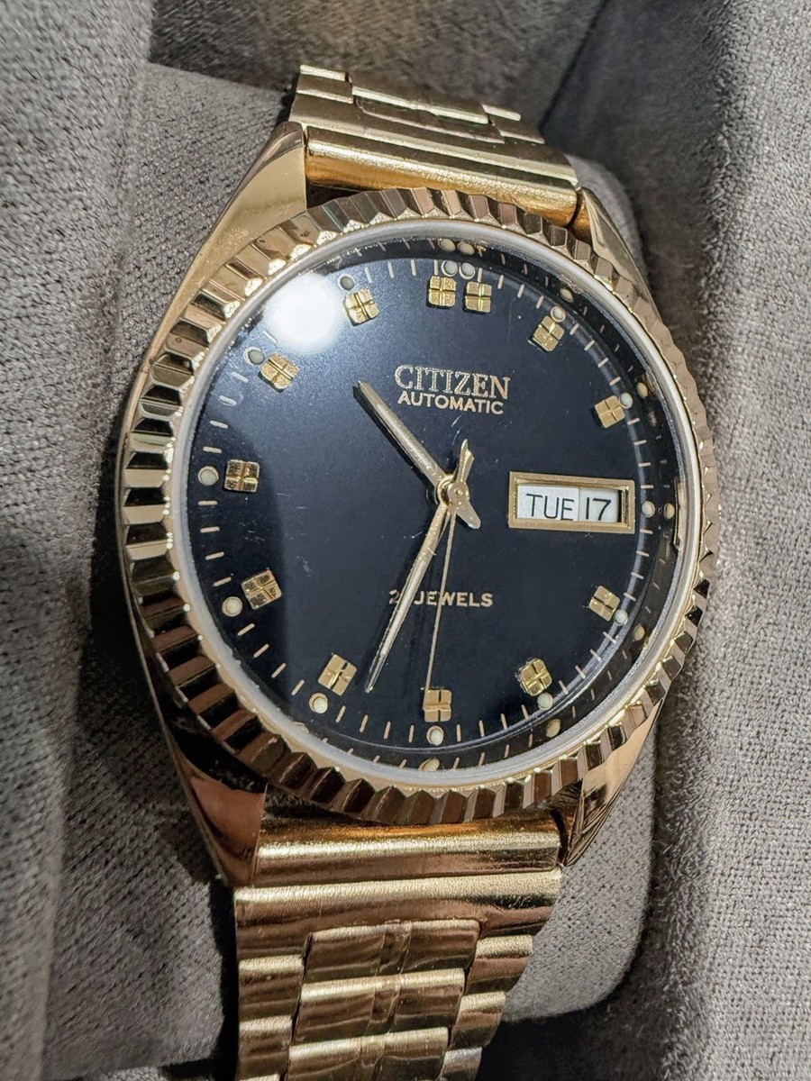 Citizen 4-281080 KT Automatic Watch GN-4W-S Gold Face 21 Jewel