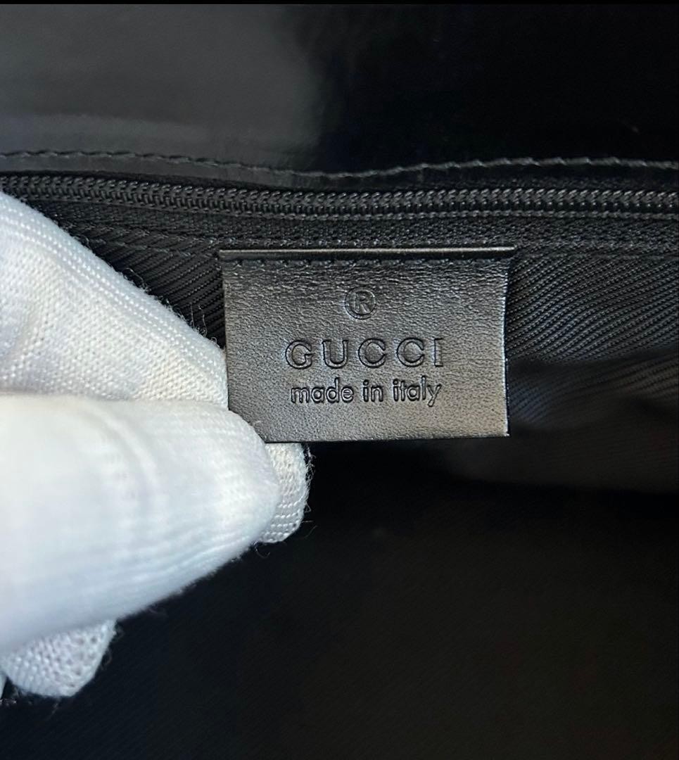 Gucci Jackie GG One Shoulder Tote Bag Black Leather Authentic thumbnail 9