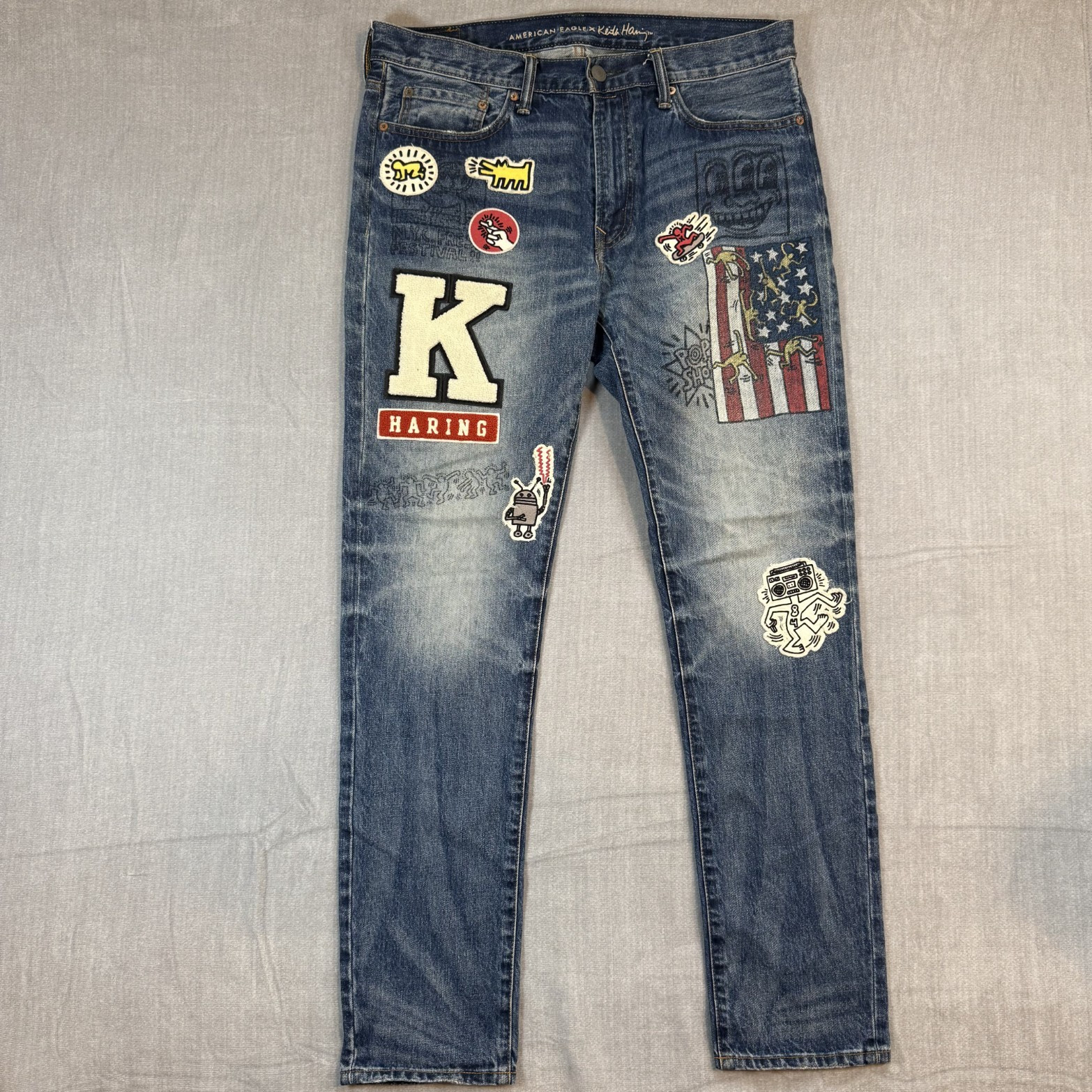 American Eagle Keith Haring Patchwork Distressed … - image 1