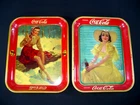 [2]  AUTHENTIC VINTAGE 1938 / 1941 COCA-COLA TRAY COLLECTIBLES LOT - CLEAN!!!