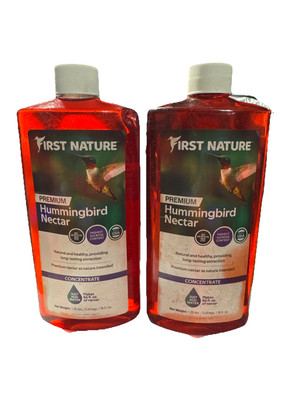 2 Bottles  First Nature: Red Hummingbird Nectar 16 oz - More Hummingbirds