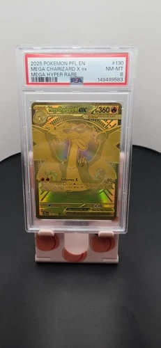 Pokémon Mega Charizard X ex Mega Hyper Rare Holo 130/094 Phantasmal Flames PSA 8
