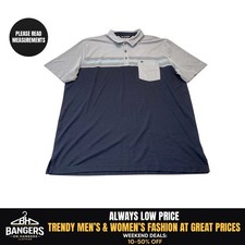 Travis Mathew Polo Men's XL Light Blue Black Stripe Logo Pocket Golf Casual 9095