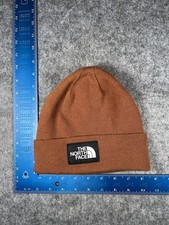 The North Face Hat Beanie Mens One Size Brown Knit Cuffed Logo Winter Warm