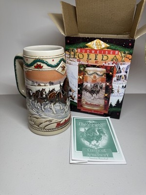 1996 Budweiser Collector Holiday Stein Christmas Beer Mug American Homestead