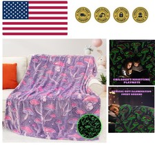 Mushroom Throw Blanket Gifts for Women Girls, Glow in The Dark Mushroom Decor...