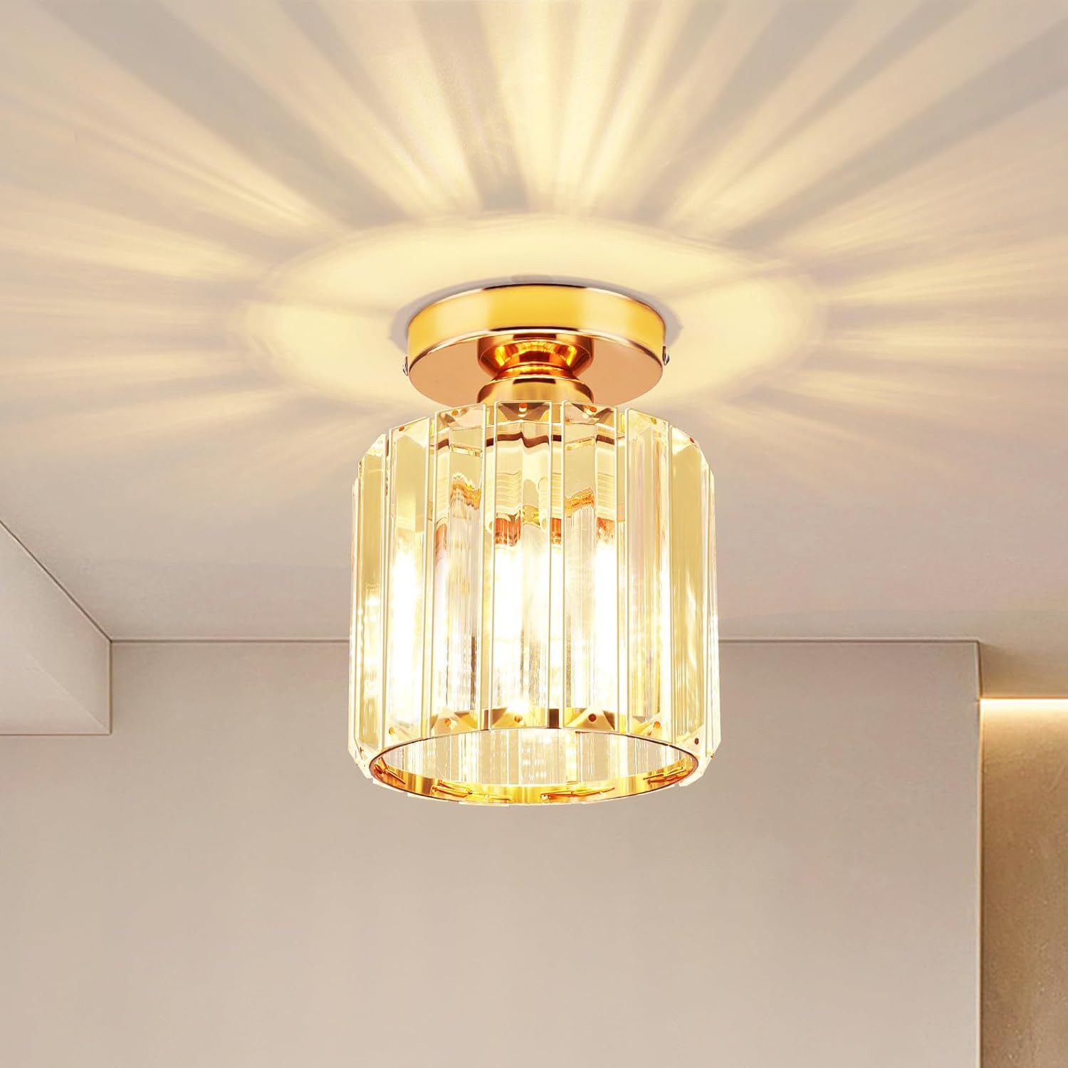 Plafoniera Oro Cristallo L: Offerta Lampada Soffitto Industriale
