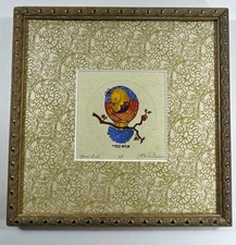 Karla Gudeon Mama Bird Hand Colored Engraving Etching Print Artist Proof Signed