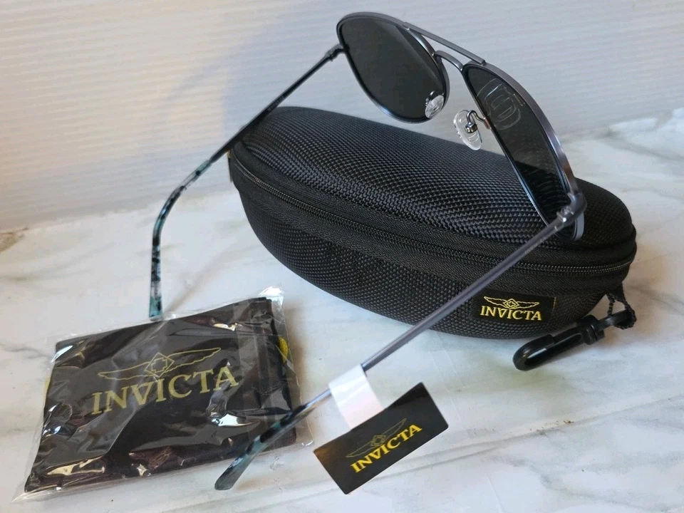 GAFAS DE SOL INVICTA POLARIZADAS MARCO AVIADOR Azul Pizarra. Nuevo. Con estuche Foto 3 de 4