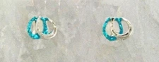 Finishing Touch 2-Tone Double Horseshoe Small Glitter Earrings, Teal