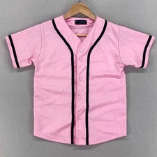 Kids Baseball Jersey Shirt Kids size 8 Pink Short Sleeve Button Front USA made