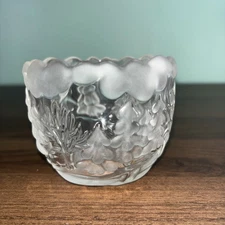 Mikasa Crystal Frosted Christmas Tree Winter Tea Light Votive Candle Holder 3”