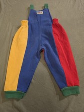 90s Vntg. Rare Color Block Fleece Overalls Mufflings Size 24 Months Made In USA