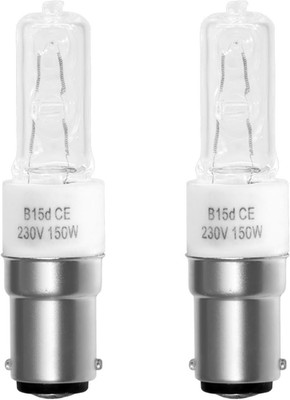 2 Stück B15D 150W Halogenlampe Dimmbar, Warmweiß 2700K, 2870LM, Klar Halogenlamp