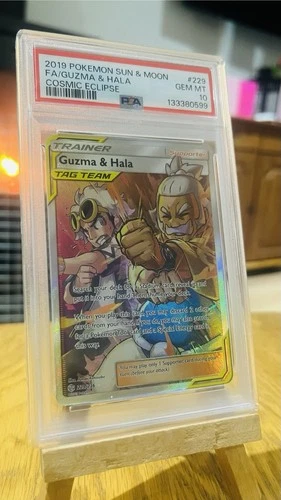 Pokémon TCG Guzma Hala Full Art Cosmic Eclipse Card 229/236 PSA 10