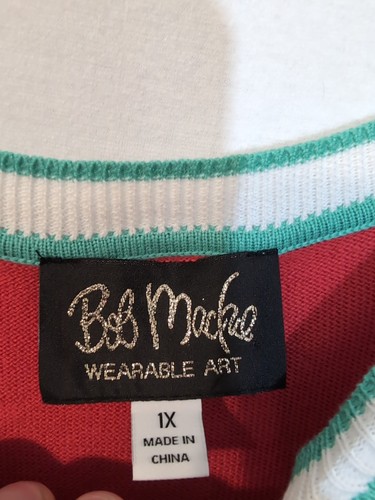 Bob Mackie Wearable Art Floral Knit Short Sleeve Button Up Shirt Size 1X - Picture 3 of 4