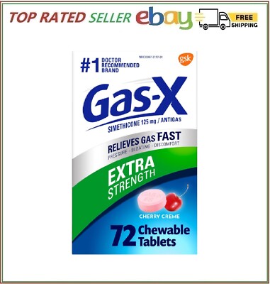 Gas X Extra Strength Cherry Chewable Tablets 72 Count Simethicone 125 Mg