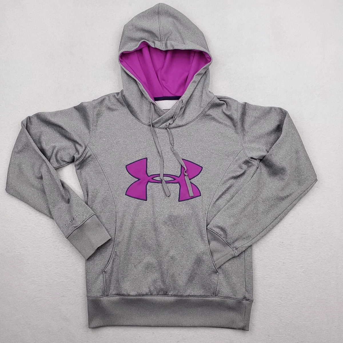 Under Armour Storm Hoodie Womens Sz XS Gray Purple Pullover Semi Fitted  ColdGear