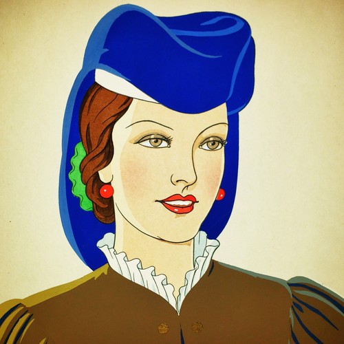 GIOVANNI MESCHINI Signed ORIGINAL Hand Colored VINTAGE Art Deco POCHOIR 1930s
