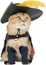 Pet Cat Dog Puss in Boot Costume Cosplay Halloween Cute Kitten X-Small, Black