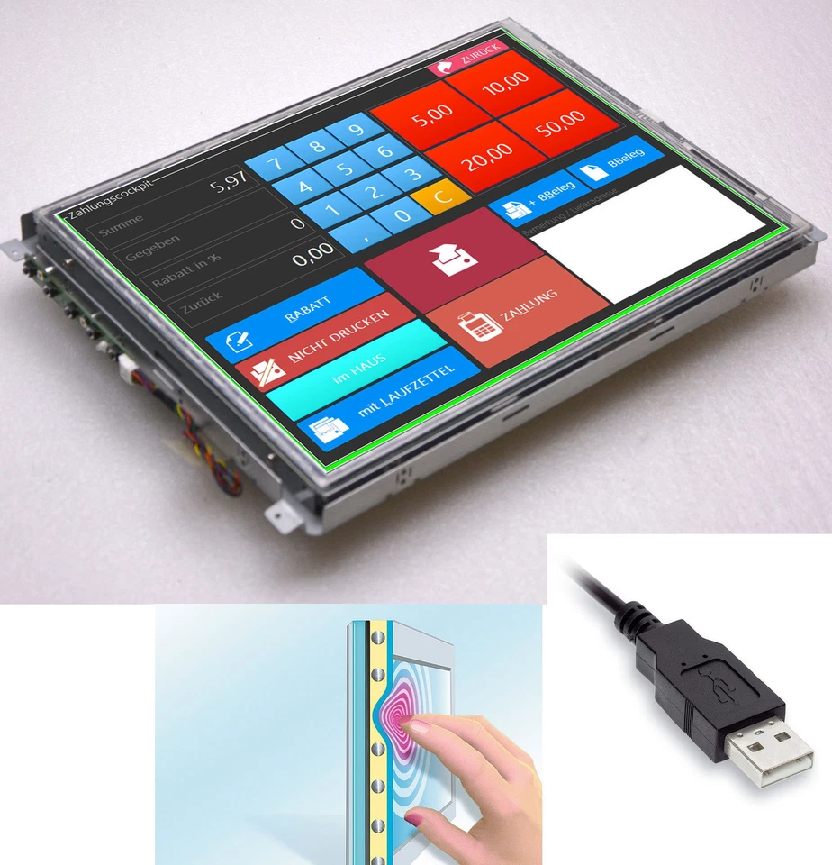 38cm 15 " USB Écran Tactile Canvys PV760T Plaque de Protection WIN2000 XP 7 10