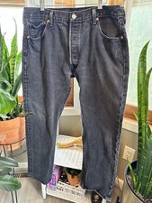Vintage Levis 501 XX Black Denim Jeans Tag Button Fly 38/30 FIT 36x30 USA Made