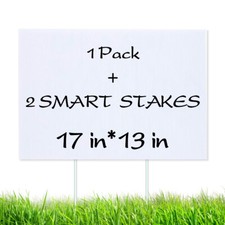 Durable 13x17" Blank White Yard Sign Kit 1/3/5/7/10/15 or 20 W/ Smart Stakes