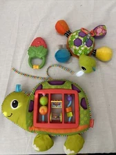 Lot Of 3 Infantino Sparkle Slide & Spin Activity Center Plush Turtle Baby Crib