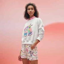 Hermes Paris Chevaloscope White Embroidered Long Sleeve Sweatshirt Size 6 | 38