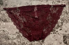 NWT VICTORIA'S SECRET MAROON LACE GOLD ADJUSTABLE STRAP STRING BIKINI PANTIES