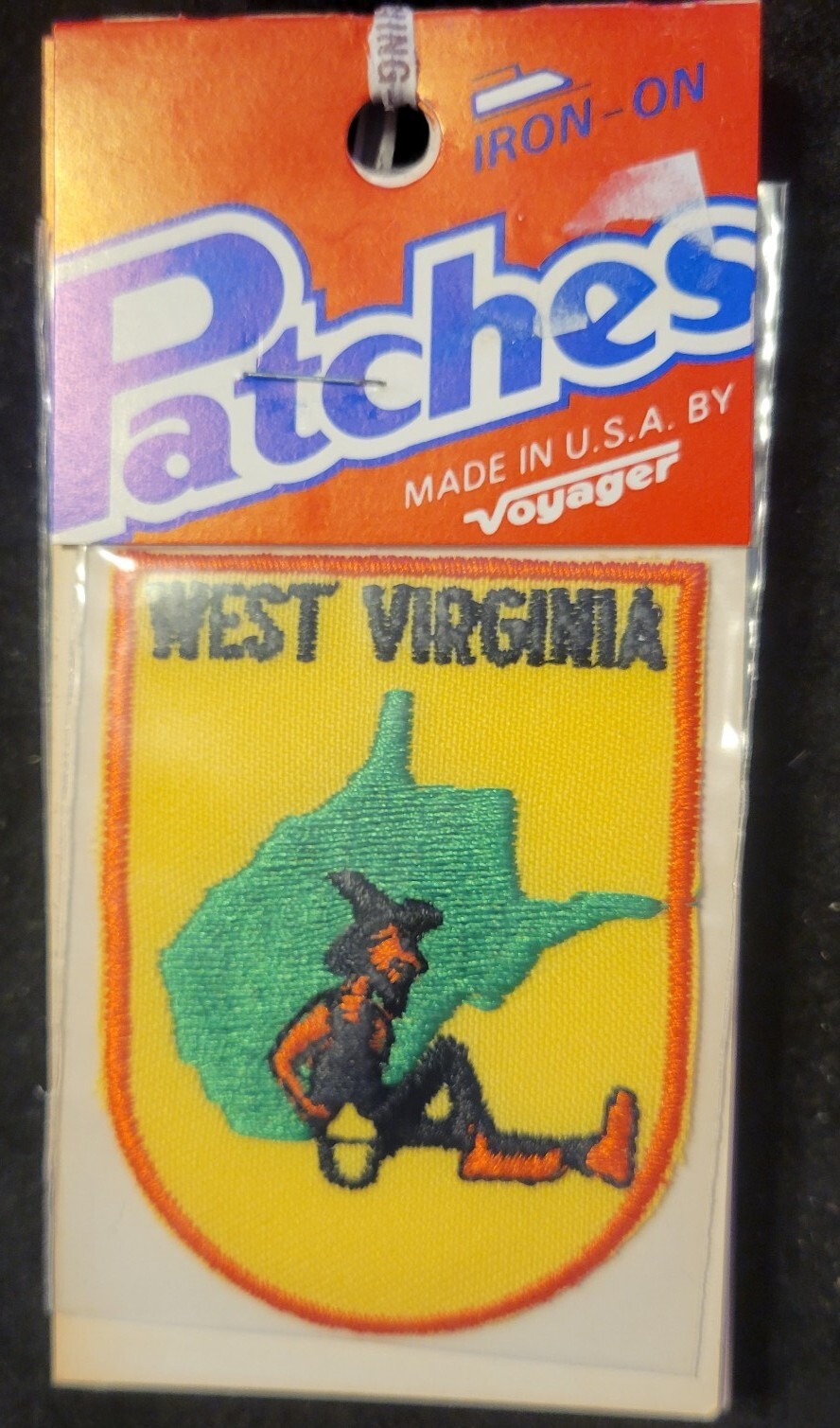 Vintage on Card WEST VIRGINIA WV State Travel Souvenir Iron On Patch Voyager