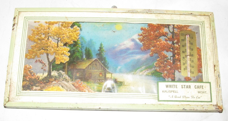 Vintage Advertising Thermometer Kalispell Montana MT White Star Cafe 1956