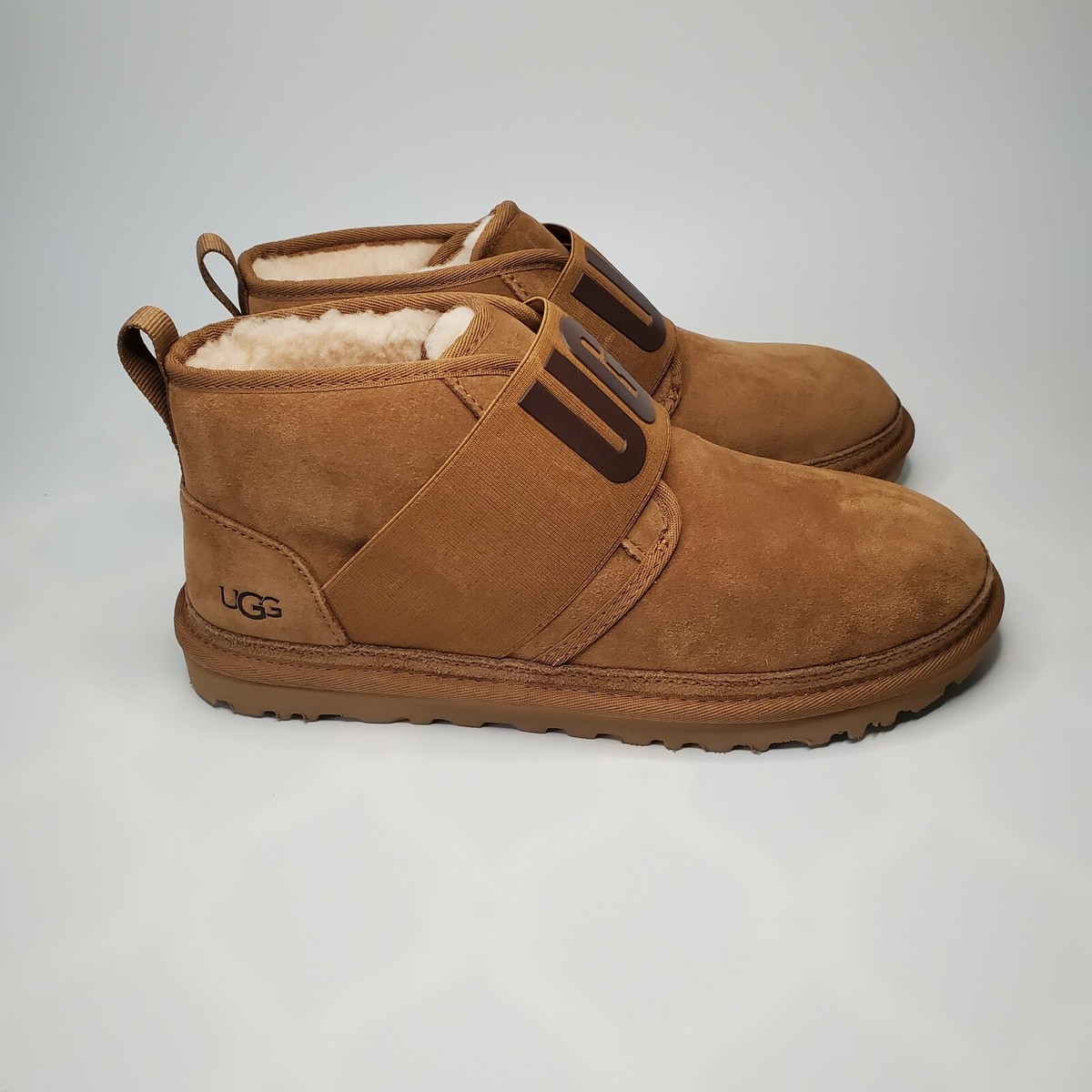 Ugg Neumel II Graphic Spell Out Chestnut Suede Ankle Boots 