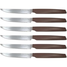 Set 6 Coltelli Cucina per Carne Bistecca Active Pedrini in Acciaio Inox Marrone