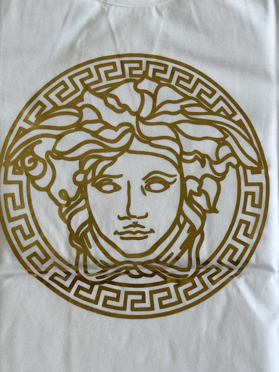 【VIP SALE】VERSACE ゴールドメデューサロゴ コットン Tシャツ Versace Women's Gold Medusa White Cotton Jersey T-Shirt 4