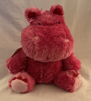 Hallmark Lola Pink Hippo Talking Wiggle Ears Plush Valentine's Day Heart Tested