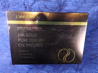 L ANUORSCN 24K Gold Under Eye Patches for Puffy Eyes, Dark Circles, 25 Pairs