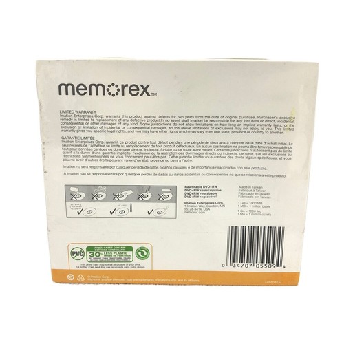 Memorex Rewritable DVD + RW 10 Pack 4x 4.7GB 120min Disks with jewel cases New - Picture 2 of 4