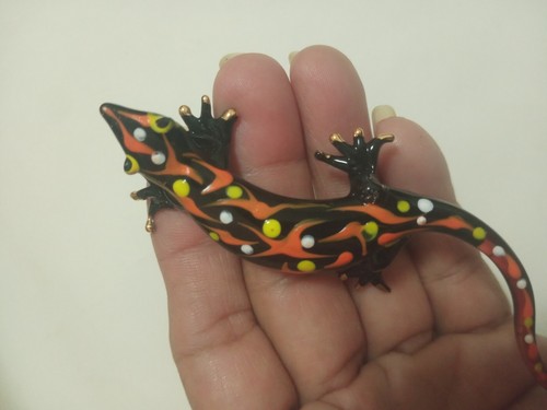 Glass Hand Blowing Lizards Gecko Figurine Decor Souvenir Reptile Animal Collect - Picture 7 of 12