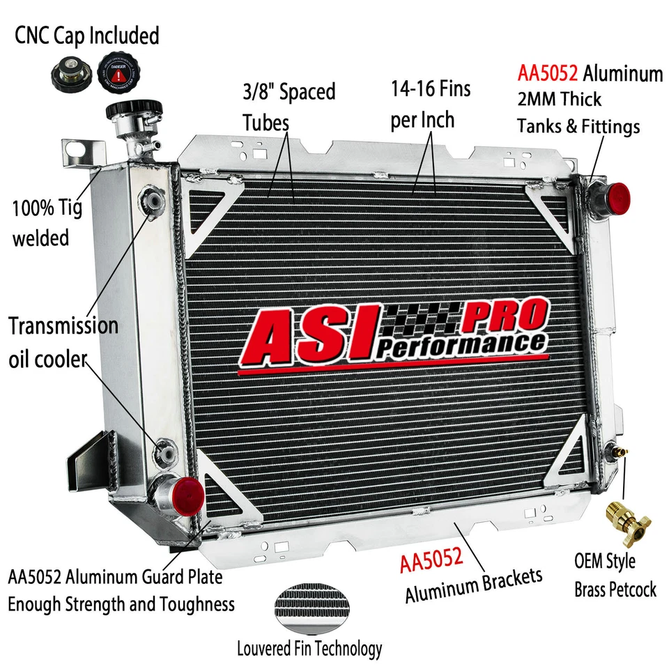 4 Row Radiator for 1985-97 Ford F150 F250 F350 Bronco F250 HD 5.0L 5.8L 7.5L — 第 2/4 张图片