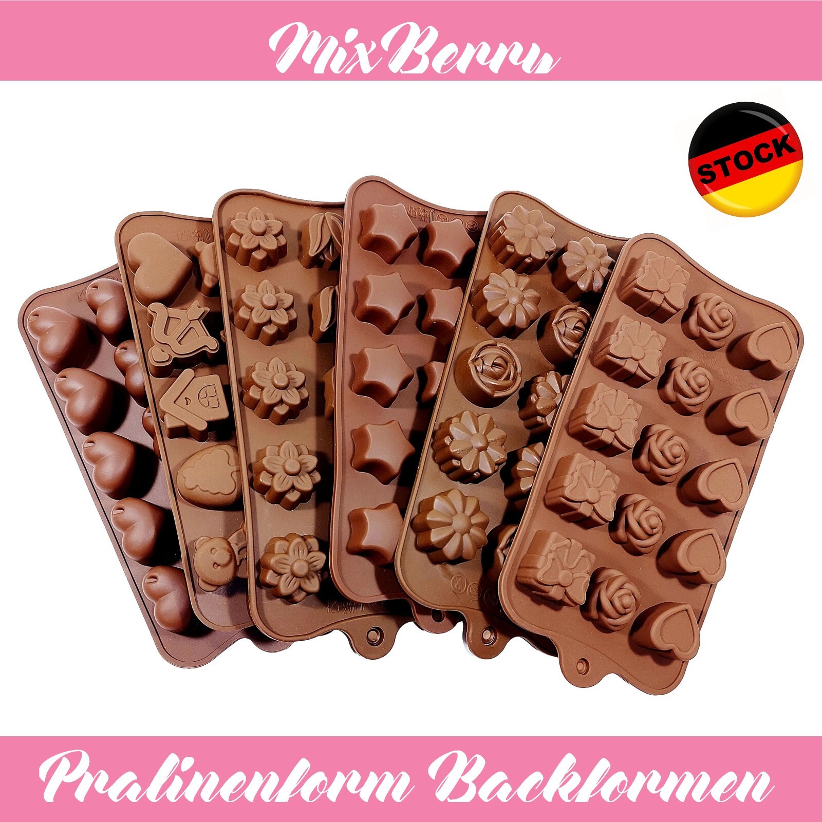 ✅ 6er Set Silikon Backform Pralinenform Backformen Schokolade Pralinen Eiswürfel