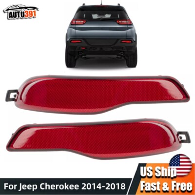 Pair Rear Bumper Reflector Lights Lamps For Jeep Cherokee 2014 15 2016 2017 2018