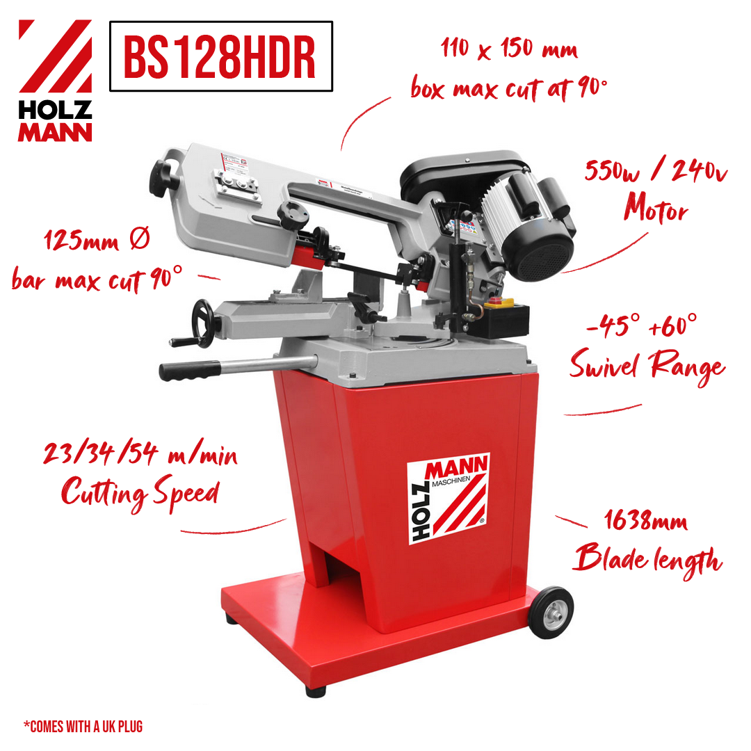 Holzmann Metal Bandsaw BS128HDR 125mm / 100 x 150mm max Floor standing 550w 230v