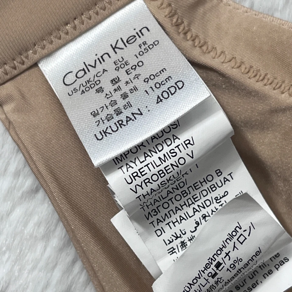 Calvin Klein 40DD Sheer Full Coverage Lace Underwire Bra Beige Unpadded - Image 2 of 4