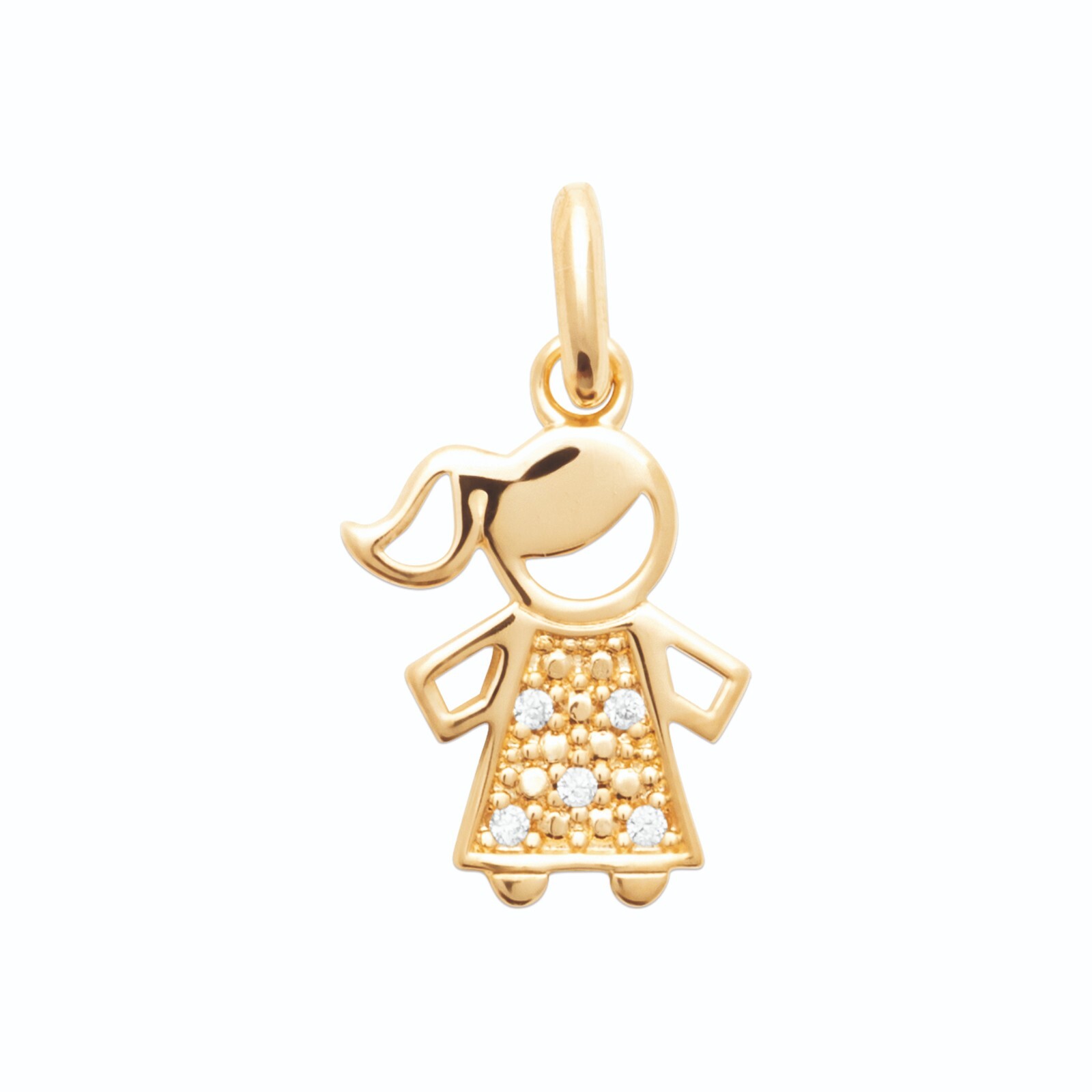 Pendentif petite fille plaqué or 18 carats oxydes de zirconium or jaune