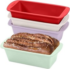 Mini Loaf Tins, 4 Pack Silicone Bread Pan for Baking, 1Lb Non-Stick Baking Trays