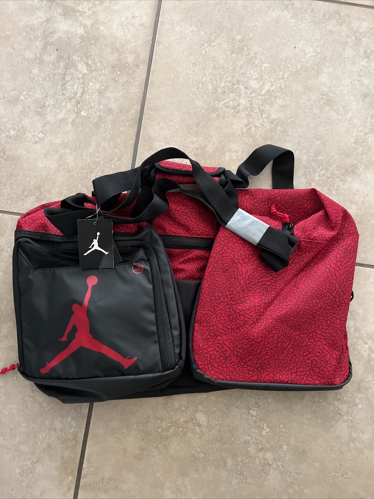 🔥Nike Air Jordan Jumpman Duffel Sports Gym Bag Red/Black 9A1908R78