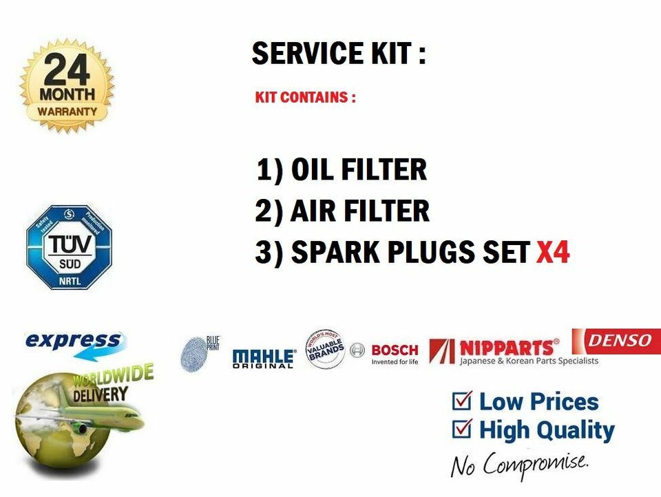 OIL FILTER AIR FILTER 4x PLUGS for NISSAN ALMERA Hatchback 1.4 SGXLX 1995-2000