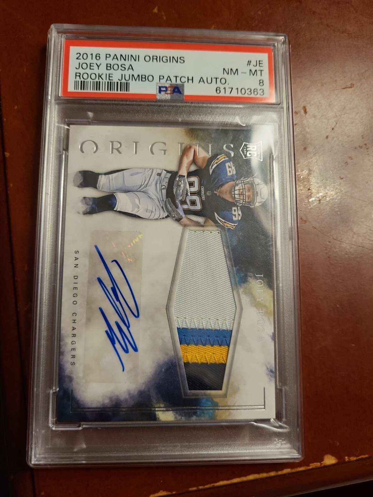 Joey Bosa Panini Origins Rookie Jumbo Patch Autographs #JE Base