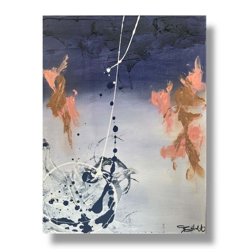 Original Abstract Painting on canvas -Blue, Brown 12x16, 050 - Out of a Dream